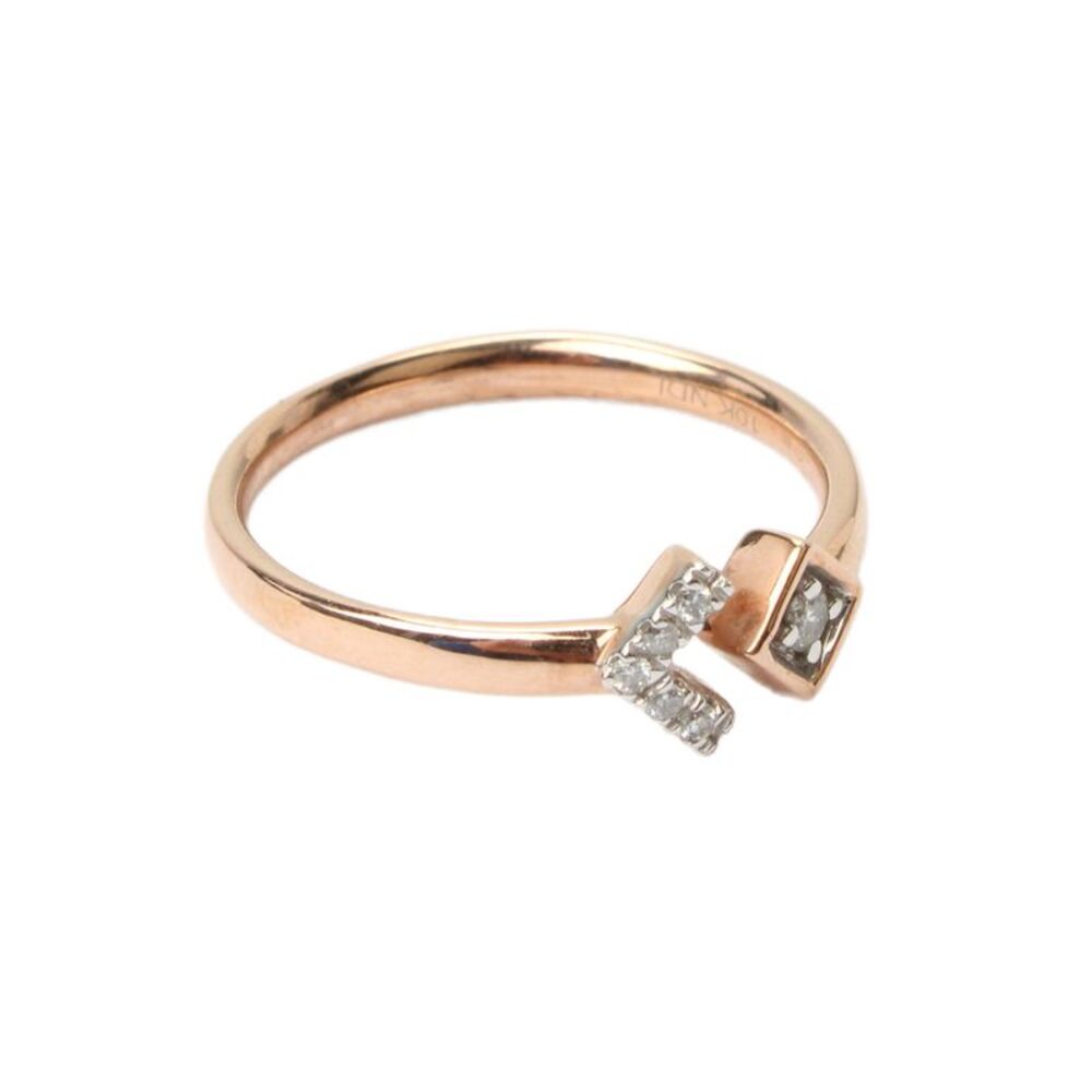 Designer Womens 10K Rose Gold Diamond Dainty Open Cuff Ring Sz 6.5 2g